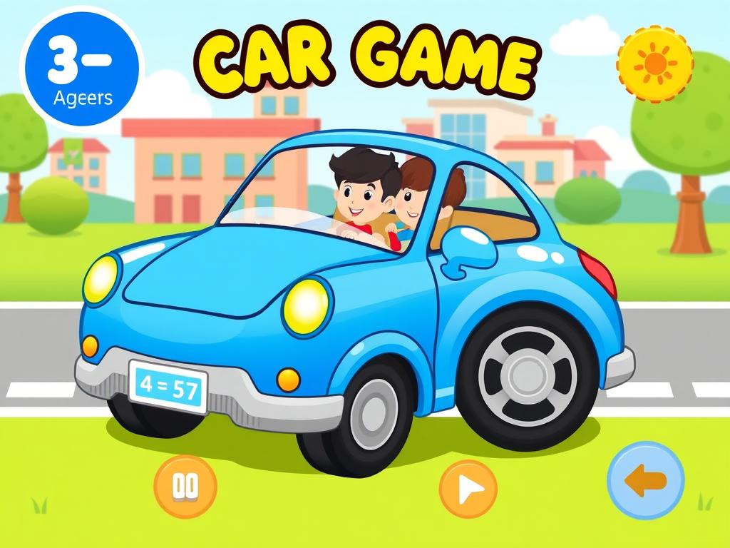 Colorful educational car game for young children with simple controls Colorful educational car game for young children with simple controls