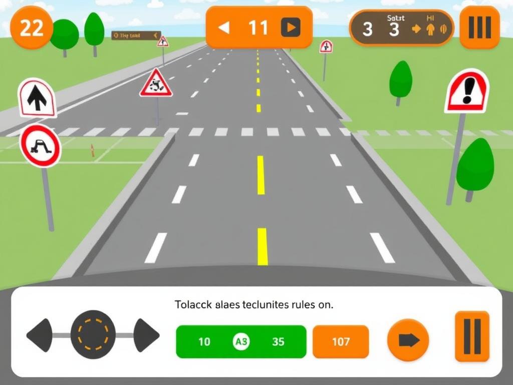 Educational car game teaching driving rules and safety to younger players Educational car game teaching driving rules and safety to younger players