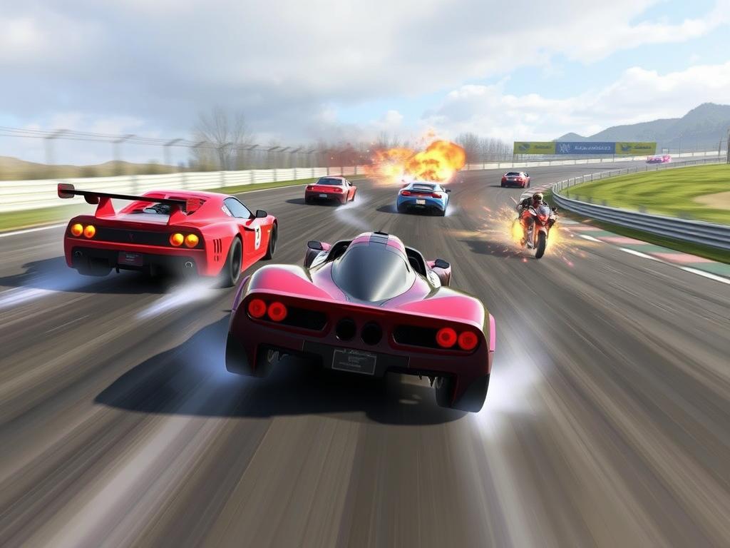 Teen-appropriate racing game with realistic graphics but moderate content Teen-appropriate racing game with realistic graphics but moderate content