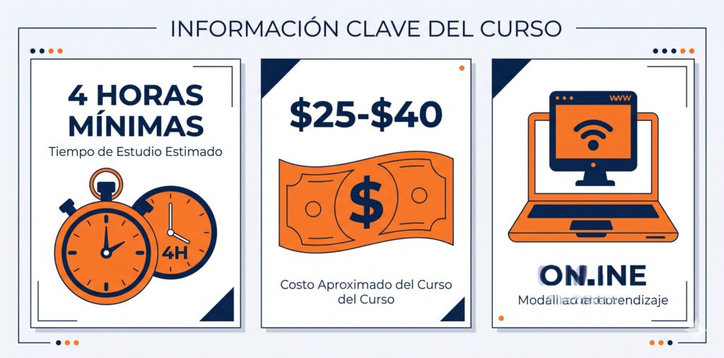 Características del curso TLSAE: 4 horas, entre $25 y $40, en línea