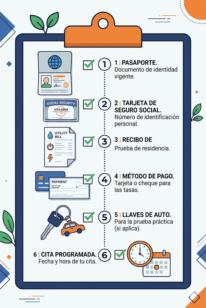 Checklist de documentos necesarios para tu cita de licencia en Miami