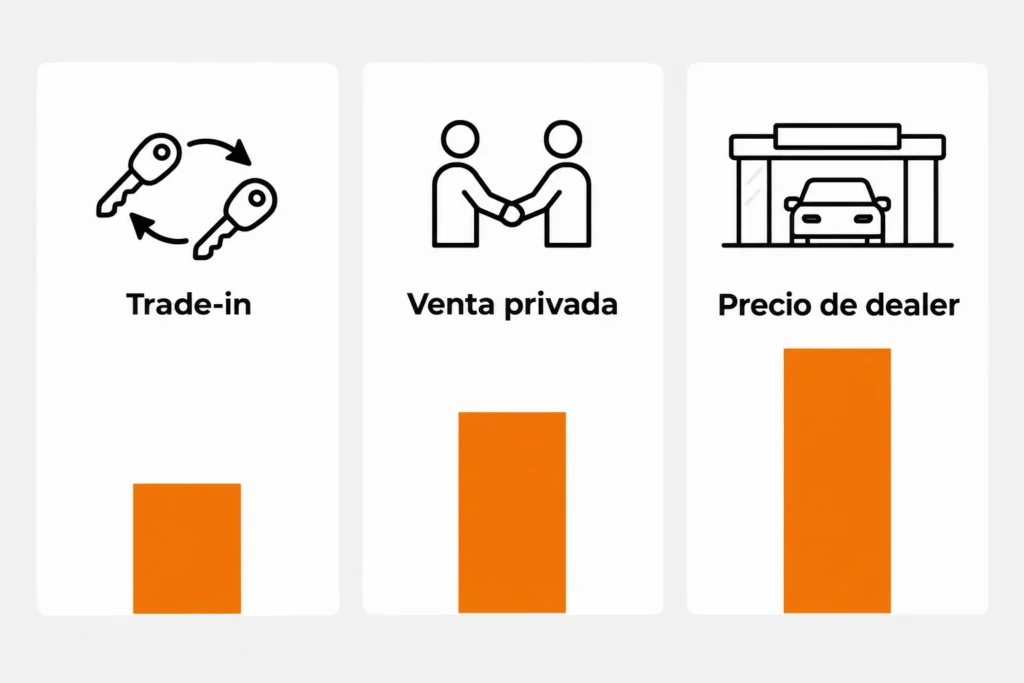 Tipos de valor del Libro Azul: trade-in, venta privada y precio de dealer