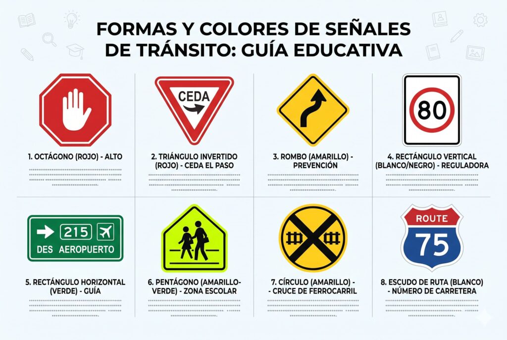 Las 8 formas geométricas de las señales de tránsito en Florida