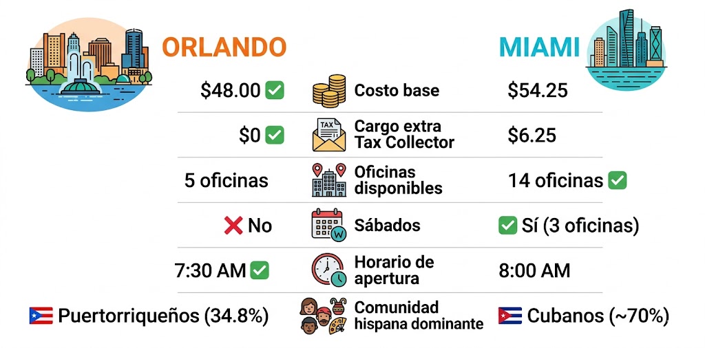 Comparativa de sacar licencia de conducir en Orlando vs Miami: costos, horarios y oficinas